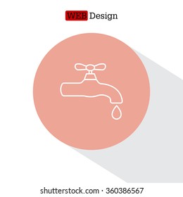 Water tap vector line icon