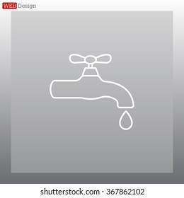 Water tap vector line icon