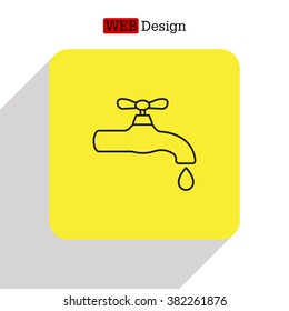 Water tap vector line icon