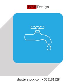 Water tap vector line icon