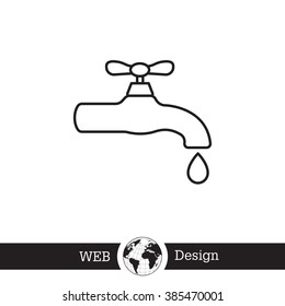 Water tap vector line icon