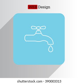 Water tap vector line icon