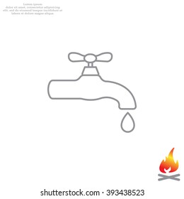 Water tap vector line icon