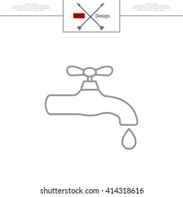 Water tap vector line icon