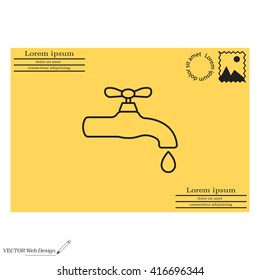 Water tap vector line icon