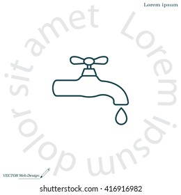 Water tap vector line icon