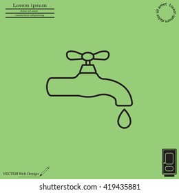 Water tap vector line icon
