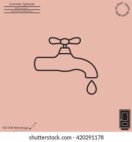 Water tap vector line icon