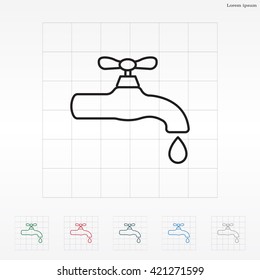 Water tap vector line icon