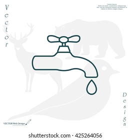 Water tap vector line icon