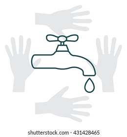 Water tap vector line icon