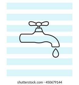 Water tap vector line icon
