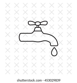 Water tap vector line icon