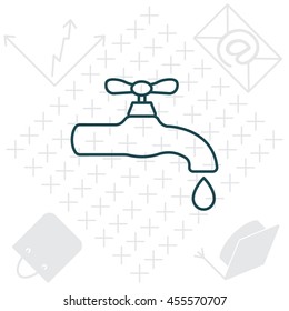 Water tap vector line icon