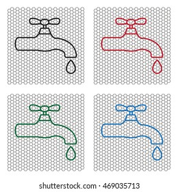 Water tap vector line icon