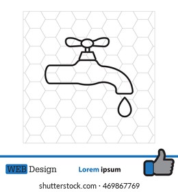 Water tap vector line icon