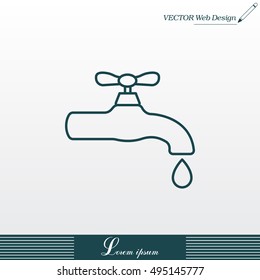 Water tap vector line icon