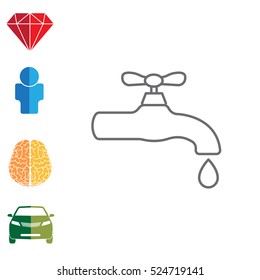 Water tap vector line icon