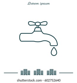 Water tap vector line icon