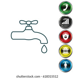 Water tap vector line icon