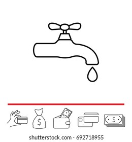 Water tap vector line icon