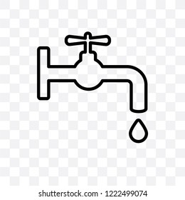 Water tap vector linear icon isolated on transparent background, Water tap transparency concept can be used for web and mobile