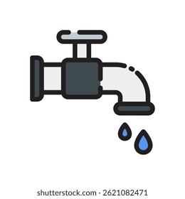 Vector de grifo de agua para plomería y conservación Icon - Ilustración de grifo, símbolo de ahorro de agua, concepto de utilidad limpia. Icono de línea llena