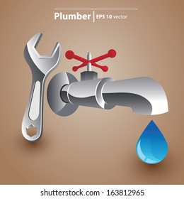 water tap and  wrench (plumber)  