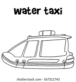 Water taxi of transportation hand draw collection stock Water taxi of transportation hand draw collection stock