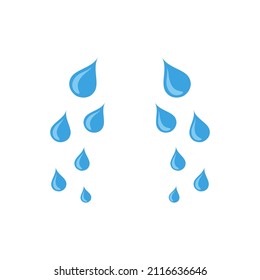 Water or tear drop. Blue sorrow weeping cry stream. Rain concept