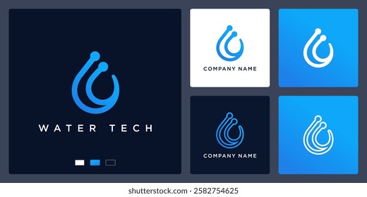 Water tech logo design template	