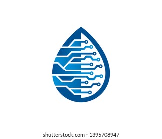 Water Tech Logo Template, Icon, Symbol