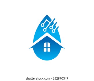 Water Technology House Logo Template Design Vector, Emblem, Design Concept, Creative Symbol, Icon