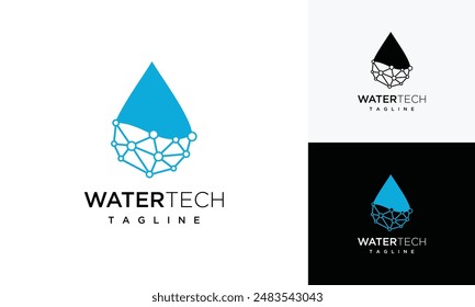 Vorlage des Logodesigns für Wassertechnologie. Digitale Technologie Wasser Logo Design Inspiration	