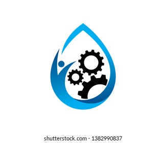 Water Technology with People Shape Logo Template, Icon, Symbol