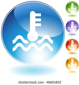 Icono de cristal de temperatura del agua aislado en un fondo blanco.
