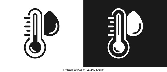 Water Temperature Icon Set Glyph In White And Black Background