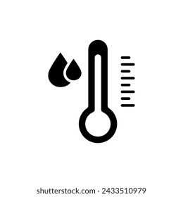 
Icono del indicador de temperatura del agua. Termómetro de Mercurio y Pictograma de Color de Gota de Agua. Colección de marcas de temperatura y nivel de humedad. Ilustración vectorial aislada editable.