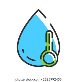 Water Temperature Indicator Line Icon. Vector illustration