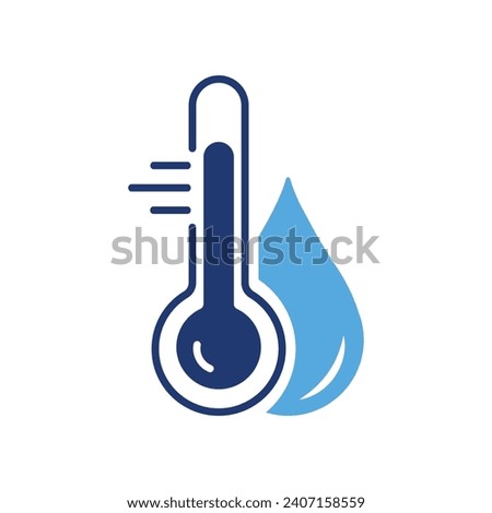 Water Temperature Indicator Silhouette Icon. Mercury Thermometer and Water Drop Color Pictogram. Temperature and Humidity Level Icon. Isolated Vector Illustration.