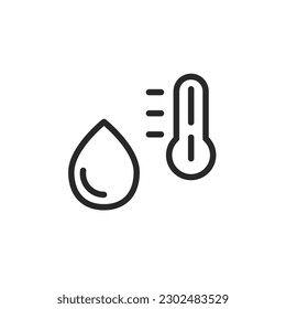 Water Temperature Measurement Icon. Vector Editable Outline Sign of a Thermometer, Hydrothermal Regulation, Climate Control