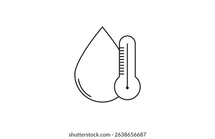Water temperature outline icon isolated on transparent background flat vector illustration. EPS10	