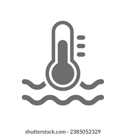 Icono vectorial de temperatura del agua. Escala termómetro para piscinas, hervidor o agua de mar.