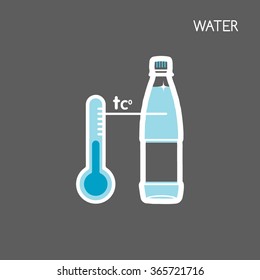 Water and temperature. Vector outline graphic