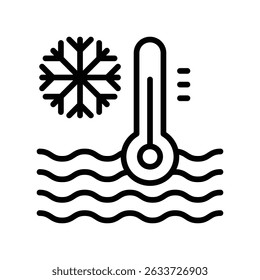 Ícone de contorno do vetor de temperatura da água. Arquivo Eps 10
