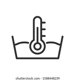 Water temperature washing , linear icon. Editable stroke