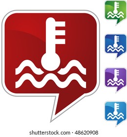 Water temperature web button isolated on a background