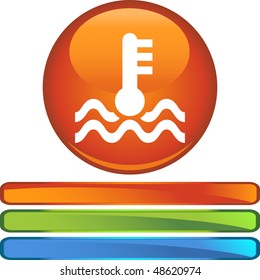 Water temperature web button isolated on a background