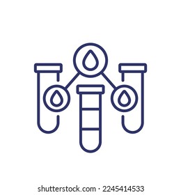 water testing line icon with test tubes