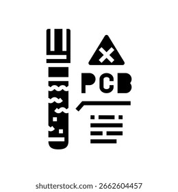 water testing for pcb contamination glyph icon vector. water testing for pcb contamination sign. isolated symbol illustration